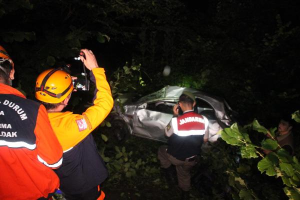 Fındık bahçesine uçan otomobilin sürücüsü yaralandı