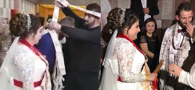 Gurbetçi geline merdane hediye edildi
