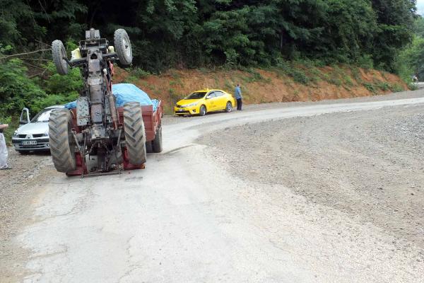 Traktör şaha kalktı sürücünün kulağı koptu