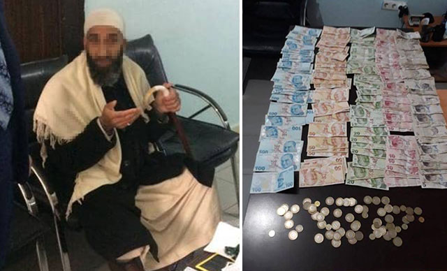 Dilencinin üzerinden 9 bin 130 lira çıktı