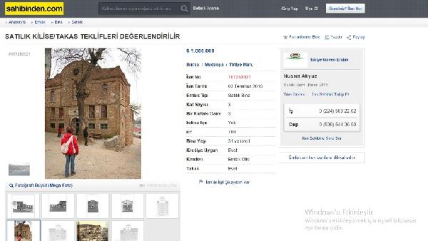 Sahibinden 1 milyon dolara satılık kilise