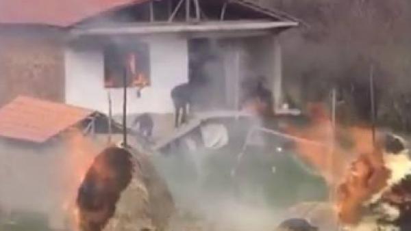 Kosova köyünün Sırplar tarafından yakılma görüntüleri ortaya çıktı