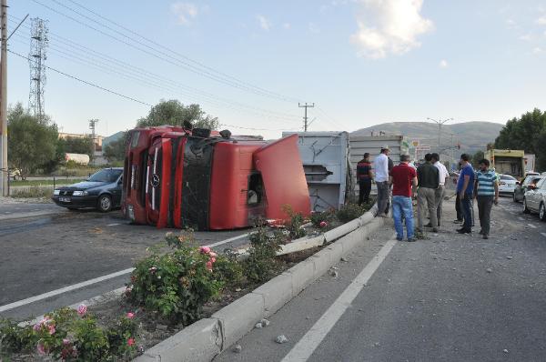 Otomobile çarpmamak için TIR'ı devirdi