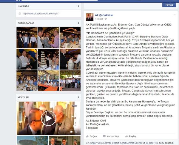 Ak Parti'den Can Dündar'a Homeros ödülüne tepki