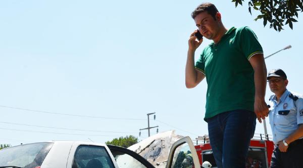 Hareket halindeki otomobilde yangın çıktı