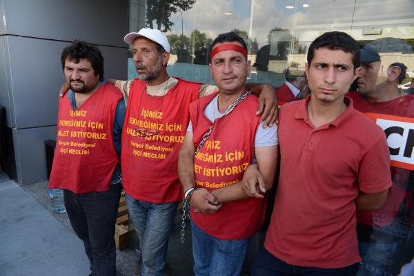 CHP İl binasına kendilerini zincirleyen taşeron işçiler gözaltına alındı