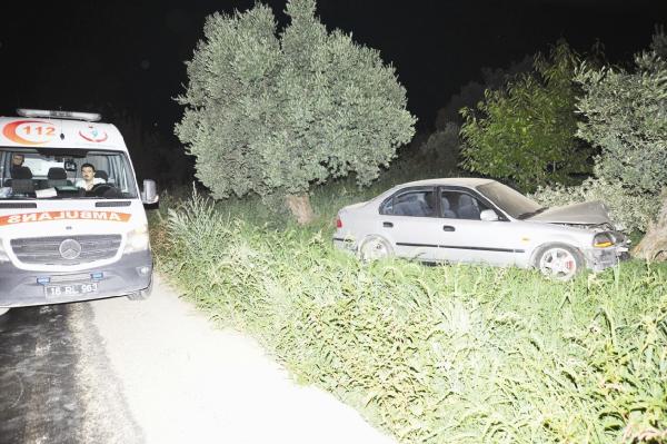 Otomobil zeytin ağacına çaptı: 2 yaralı