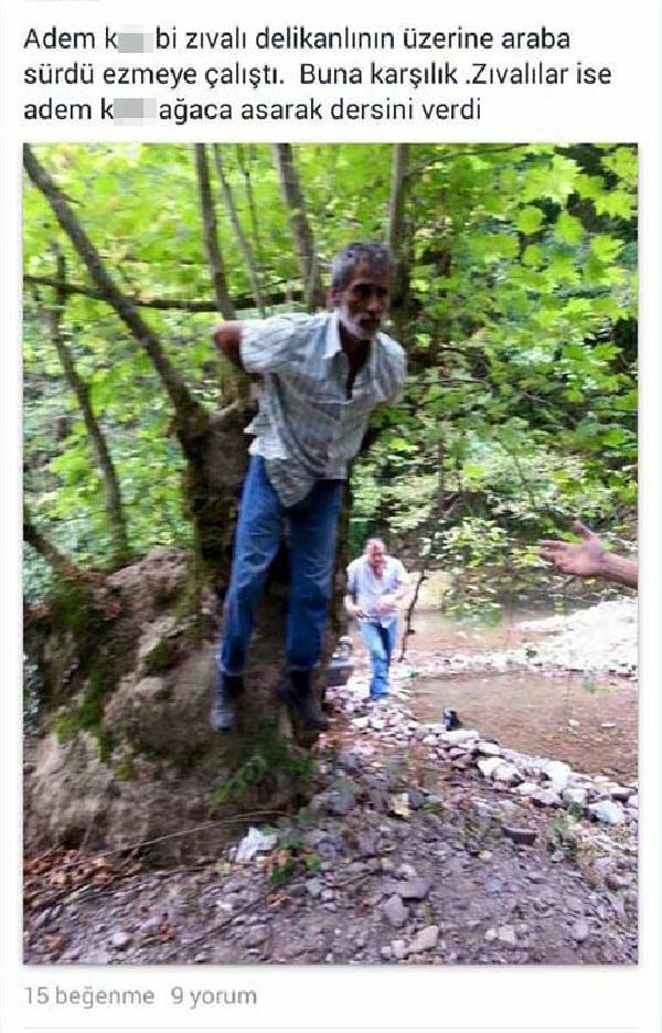 Kayınpederini kaçırıp dövdü, ağaca bağlı fotoğrafını paylaştı