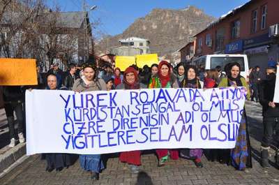 Çukurca'da Cizre olayları protesto edildi
