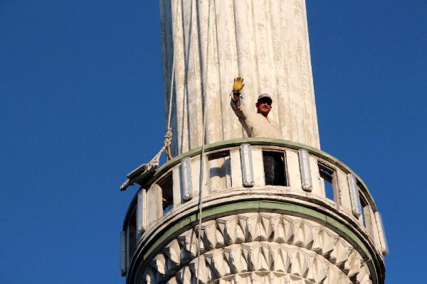 Minarede tehlikeli çalışma