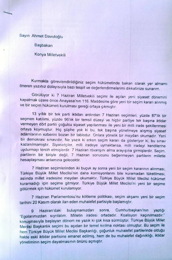Baykal bakanlık teklifini 3 sayfalık mektupla reddetti (2) - Yeniden