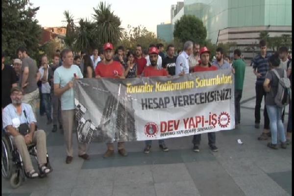 Asansör faciasında ölen 10 işçi için anma yürüyüşü