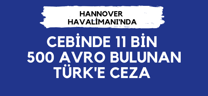 Yanında  11 bin 500 avro bulunan Türk'e ceza