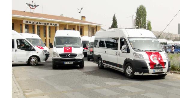 Gaziantep'te servis şoförlerinden konvoylu terör protestosu