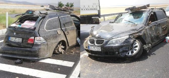 Takla atan araçtan son anda kurtuldular