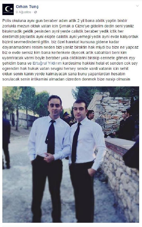 Cizre'de ağır yaralanan polis, daha önce şehit olan polisle ev arkadaşı çıktı