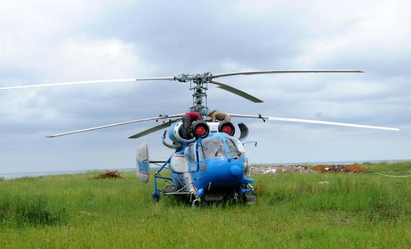 Eynesil'e zorunlu iniş yapan Ukrayna helikopteri teknik ekip bekliyor