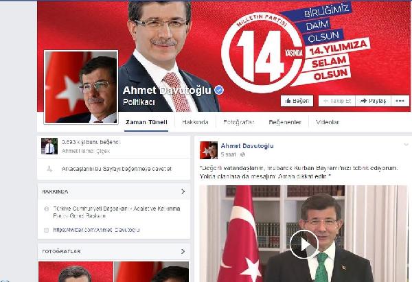 Başbakan Davutoğlu, Facebook hesabı açtı
