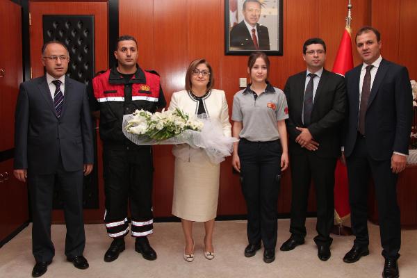 Gaziantep'te itfaiye erlerinden Fatma Şahin’e ziyaret