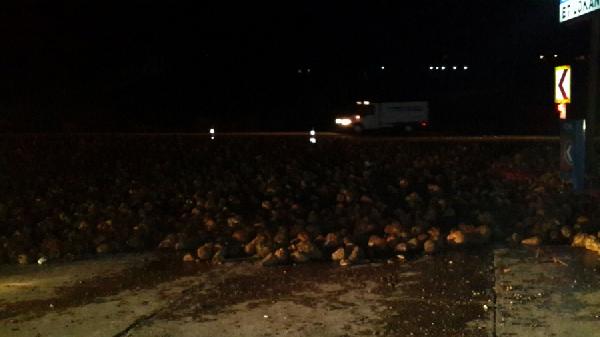 Adıyaman'da pancar yüklü TIR devrildi