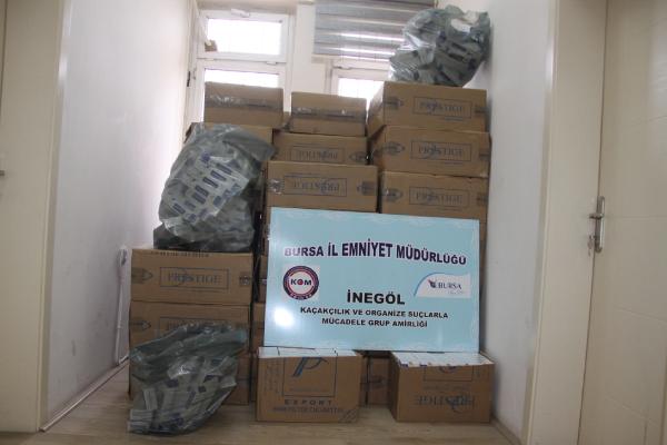 İnegöl'de 30 bin paket kaçak sigara ele geçirildi