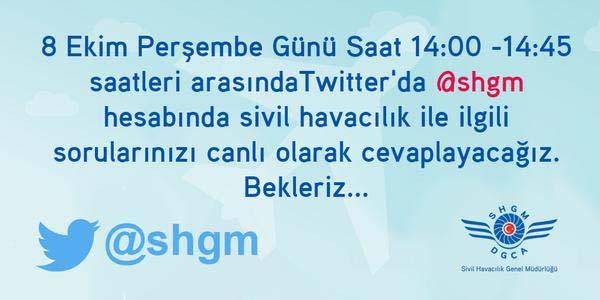 SHGM, havacılıkla ilgili tüm sorulara canlı olarak Twitter hesabından cevap verecek