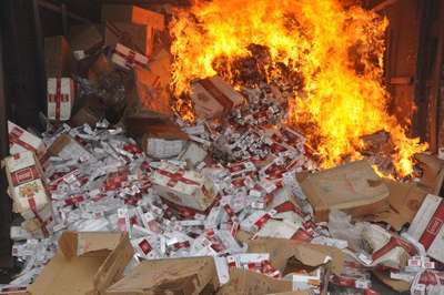 Kırıkkale'de 450 bin paket kaçak sigara imha edildi