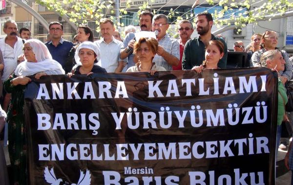 Ankara'daki terör saldırısı, Mersin'de protesto edildi