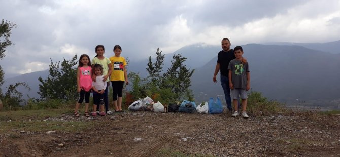 Gurbetçi aile çocukları ile çöp topladı