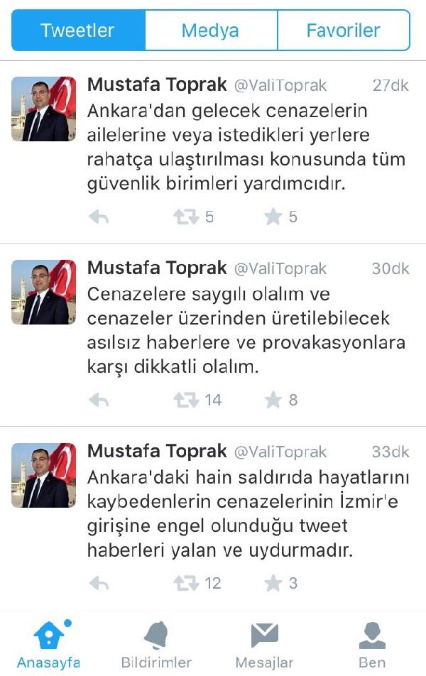 Vali Toprak'tan cenaze açıklaması