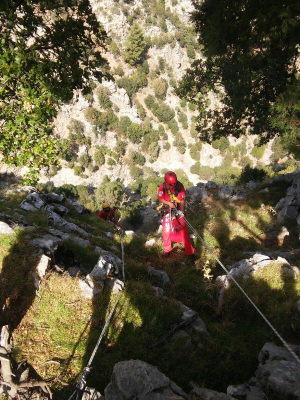 Kayalıklarda mahsur kalan oğlağı AKUT kurtardı