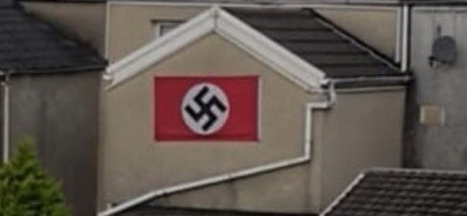 Evine Nazi bayrağı asan adama gözaltı