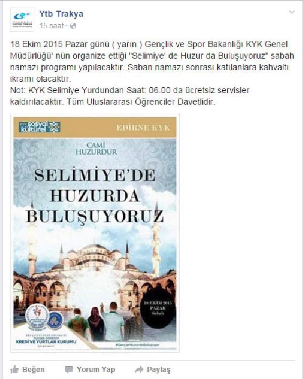 Namaza çağrı afişinde hata