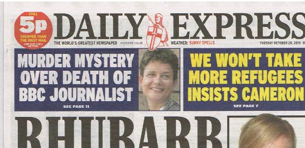 Daily Express: "Eski muhabir cinayete kurban gitmiş olabilir"