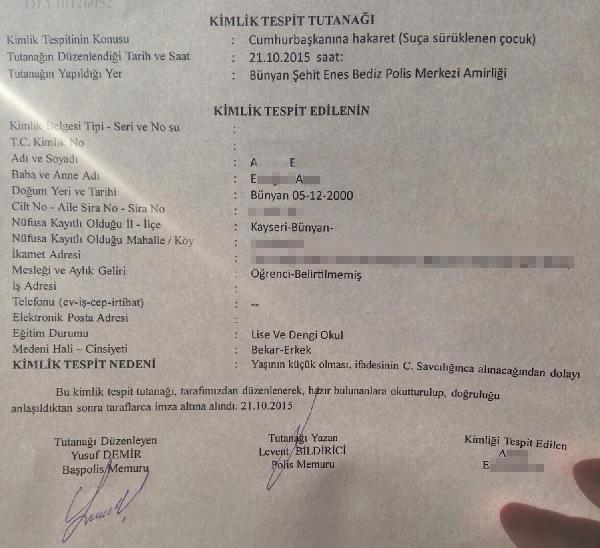 15 yaşındaki çocuk, Cumhurbaşkanına hakaretten gözaltına alındı