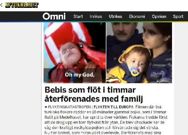 Suriyeli bebek haberi İsveç basınında