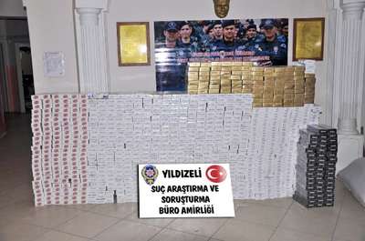 Yıldızeli'nde 10 bin paket kaçak sigare ele geçirildi