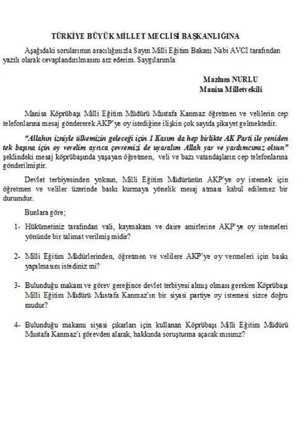 AK Parti'ye oy isteyen milli eğitim müdürünü Bakan Avcı'ya sordu
