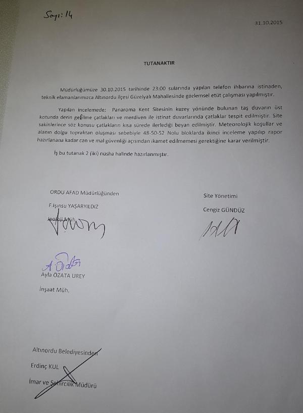 Ordu'da 33 daireli site toprak kayması nedeniyle boşaltıldı