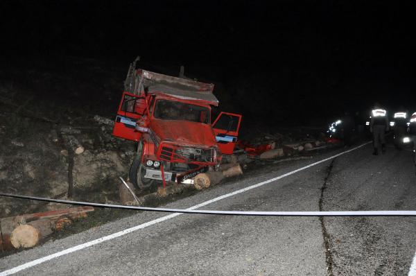 Tomruk yüklü kamyon takla attı: 2 ölü, 4 yaralı