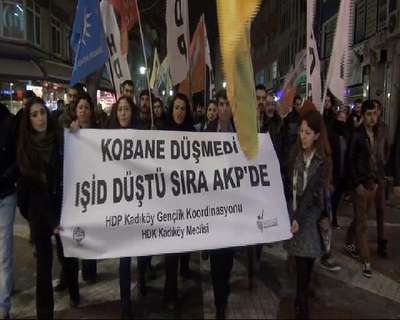 Kadıköy'deki Kobani eylemine polis müdahalesi...