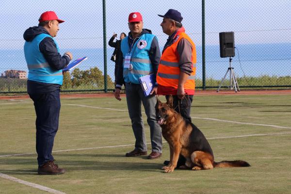 Enkaz altından can kurtaracak köpekler için sınav yapıldı