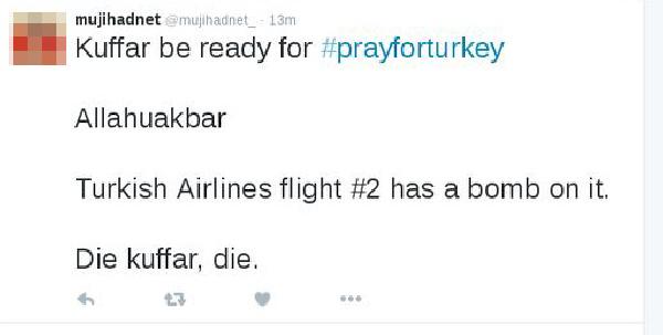 THY uçağına Twitter üzerinden bomba ihbarı