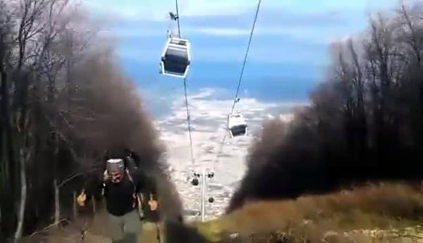 Lodos, teleferiği böyle salladı