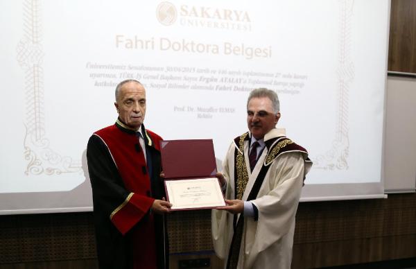 Türk iş Genel Başkanı Atalay'a memleketinde fahri doktora ünvanı verildi