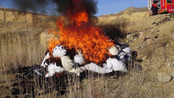 Uşak'ta 800 kilo esrar imha edildi