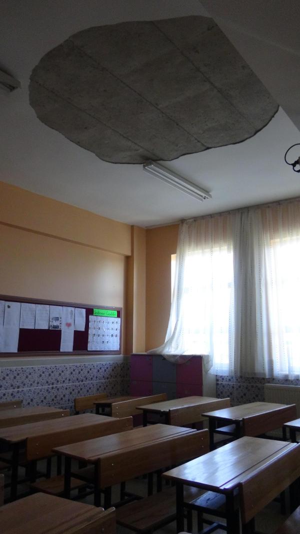 Derste tavan sıvası döküldü: 6 öğrenci yaralandı