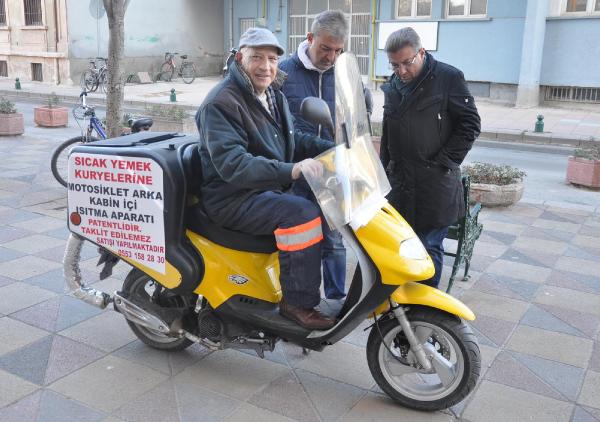 Kaportacıdan yemek taşıyan kuryeler için 'Kabin içi ısıtma aparatı'
