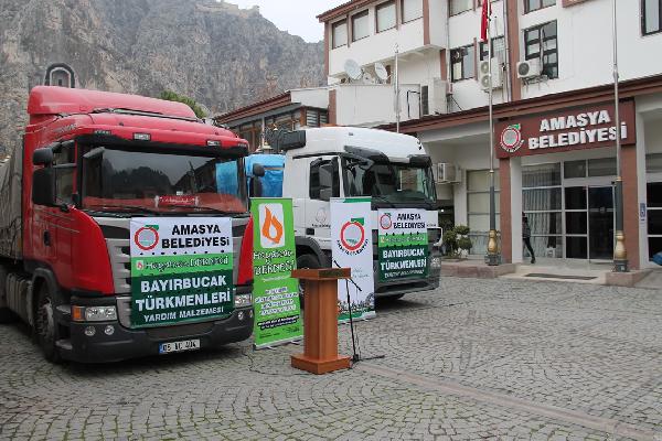 Amasya'dan Bayırbucak Türkmenlerine 2 TIR dolusu yardım