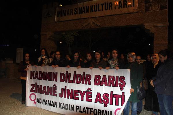 Adıyaman’da kadınlardan mumlu oturma eylemi